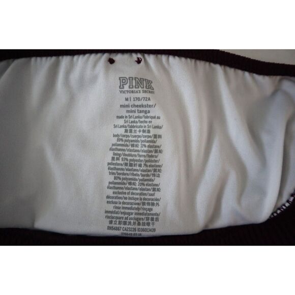 Pink x Victoria's Secret Swim Sz M Burgundy Lace-Up Top & Cheeky Bikini Set - Picture 10 of 12